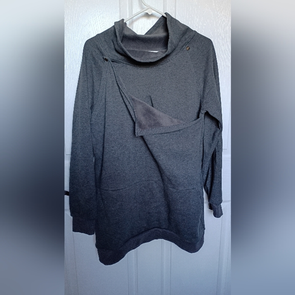 Latched Mama Dark Gray Cowlneck, Baby wearing, Sweatshirt
